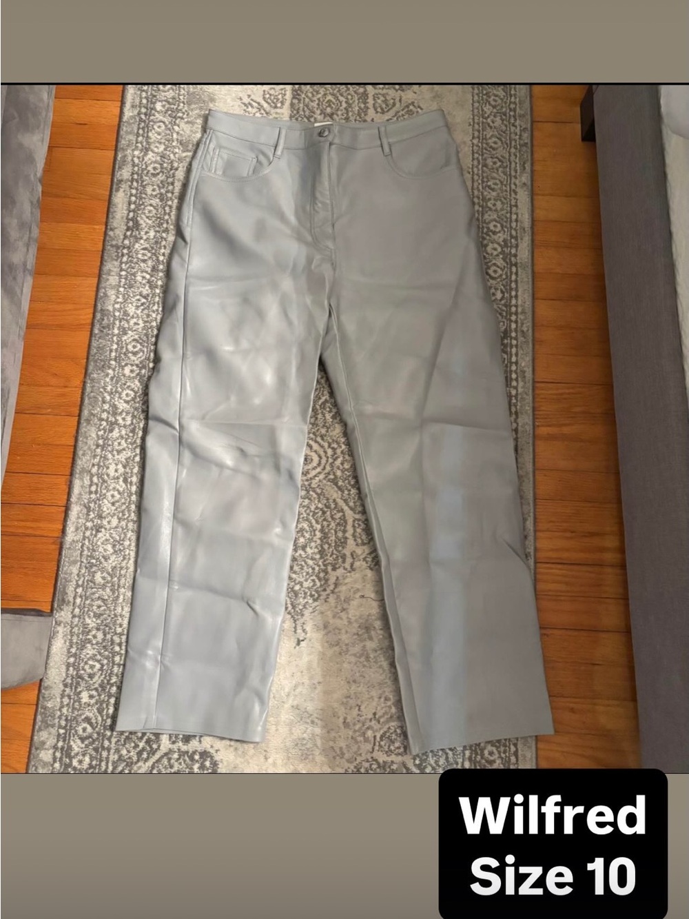 Wilfred Light Gray Vegan Leather Straight Pants